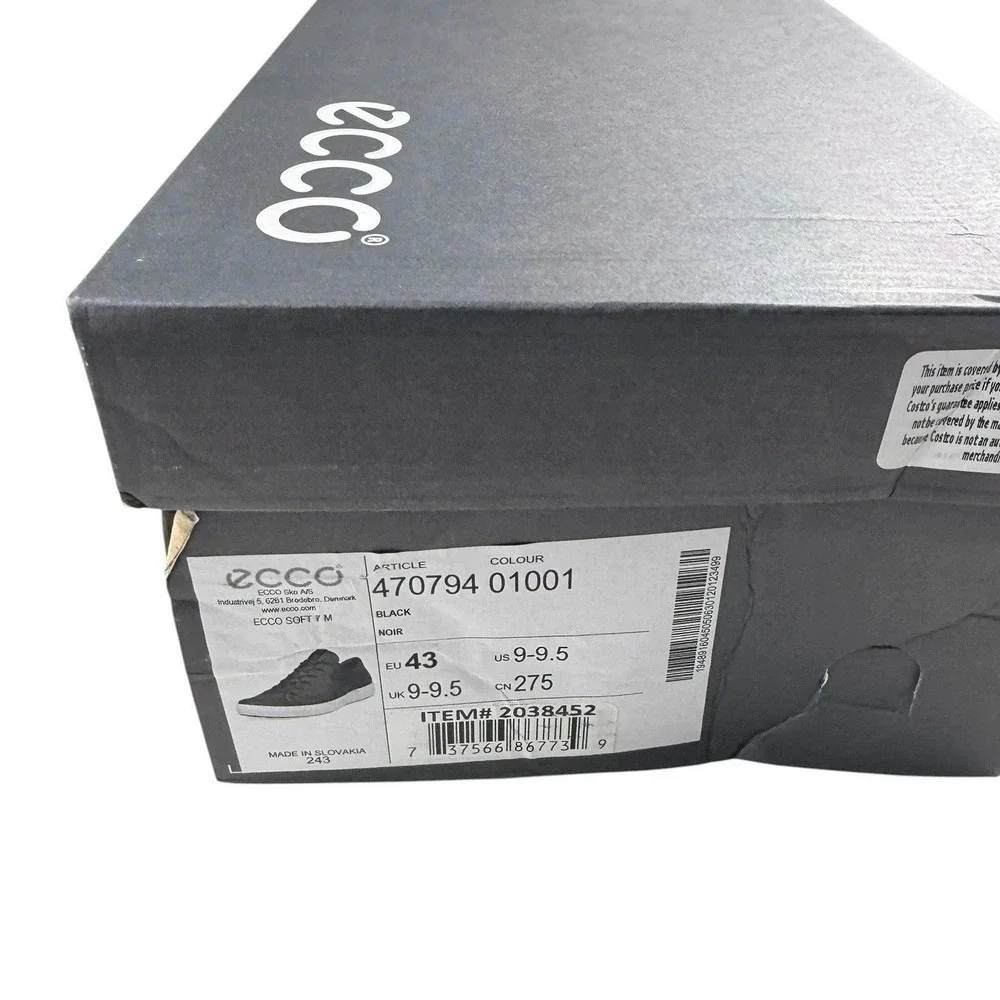 ECCO Soft 7 M Sneakers Mens 9-9.5 Black Leather Lace Up Low Top 470794 01001 NEW